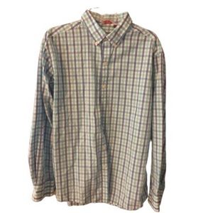 IZOD Men’s slim fit button down, Beachy plaid, Size XL